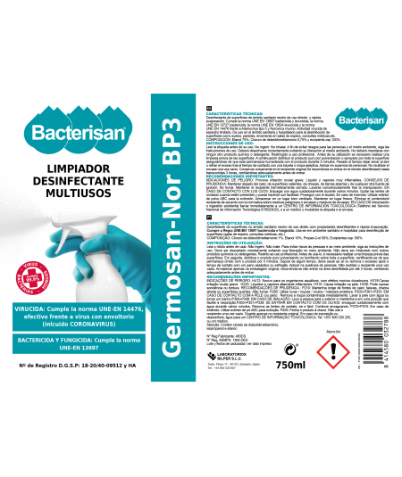 Germosan Nor BP3 | Desinfectante de superficies | Bacterisan