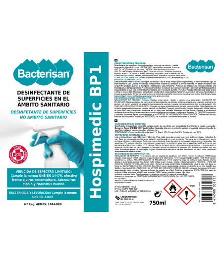 Hospimedic BP7 | Desinfectante Virucida para superficies sanitarias|Bacterisan