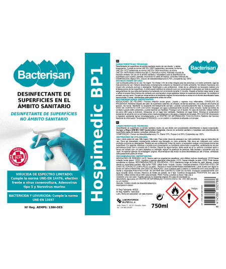 Hospimedic BP1 | Desinfectante Virucida para superficies sanitarias|Bacterisan