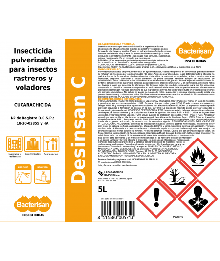 Desinsa C | Insecticida pulverizable y nebulizable | Bacterisan