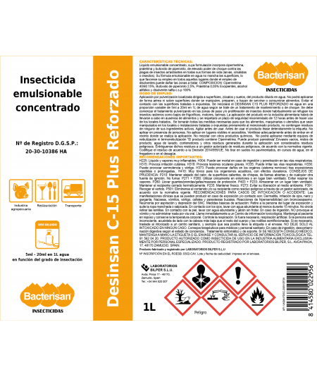 Desinsan C15 PLUS 1L | Insecticida Emulsionable | Bacterisan