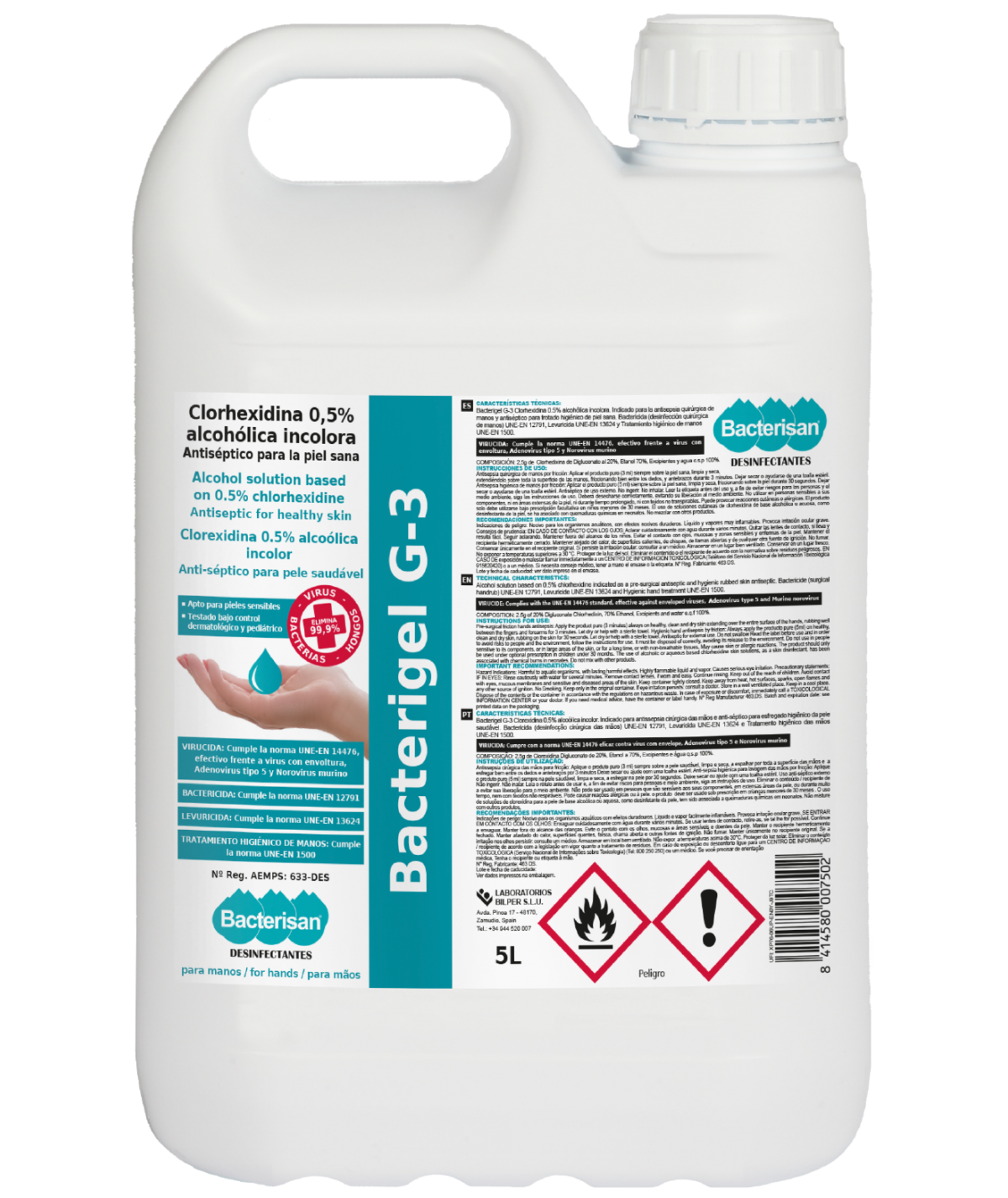 Bacterigel G-3 | Desinfectante manos | Bacterisan